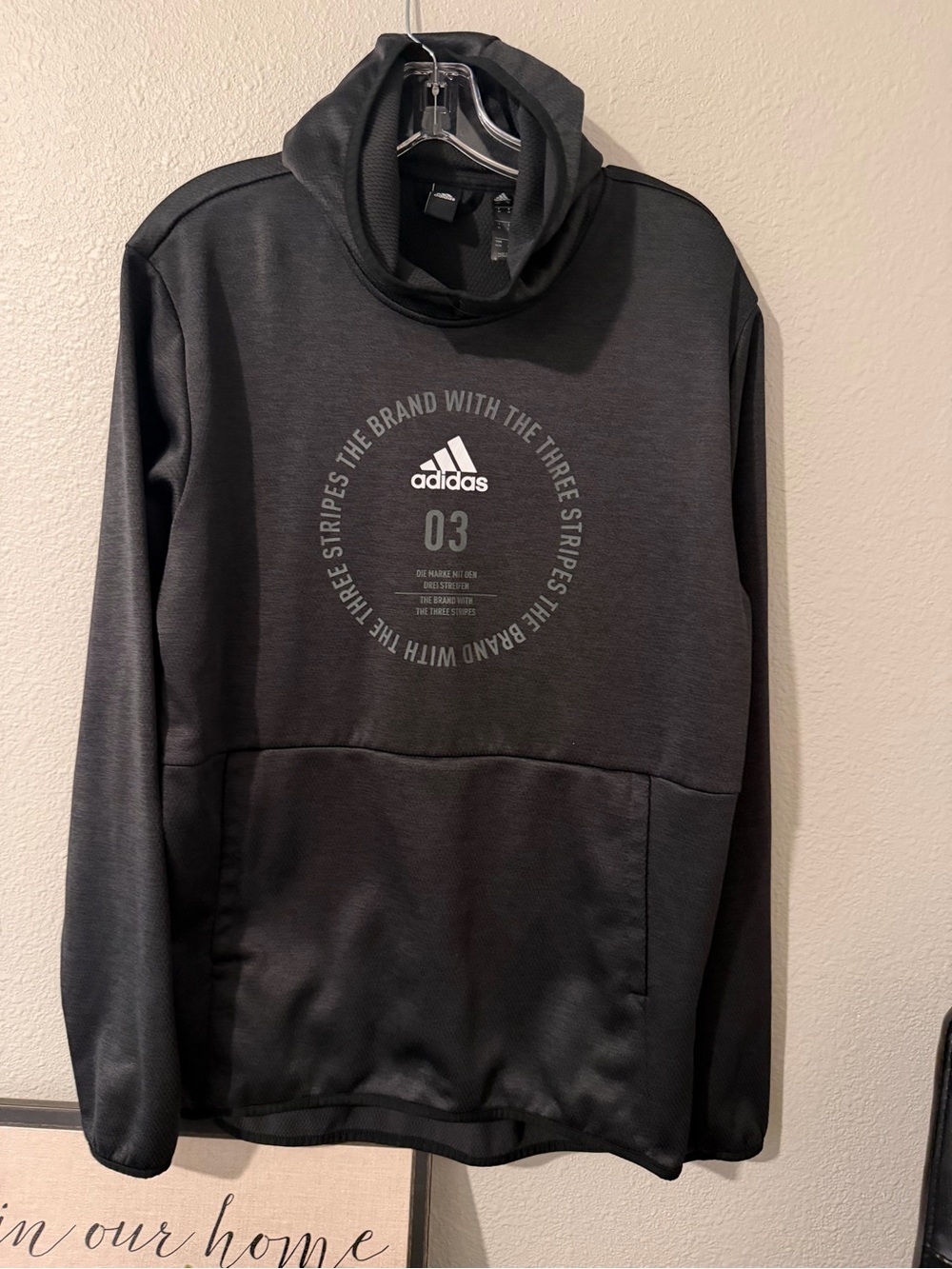 adidas Black Hooded Pullover with Circular Logo